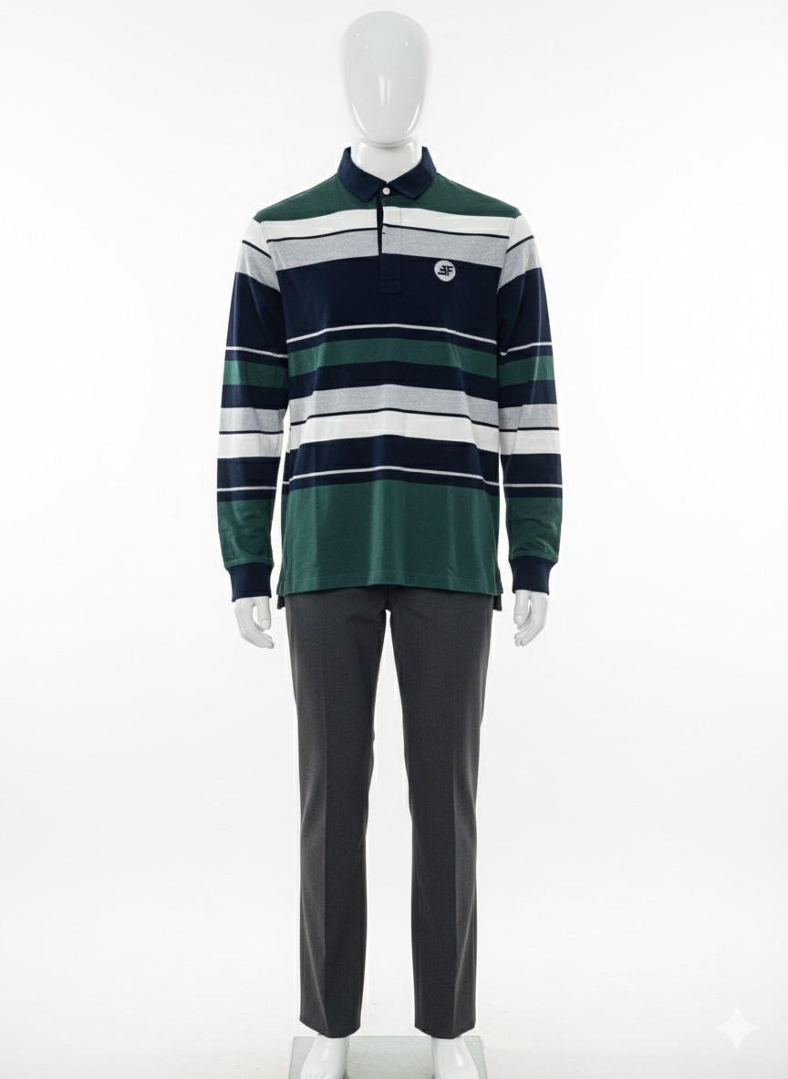 Heritage Heavy Jersey Stripe Rugby Polo