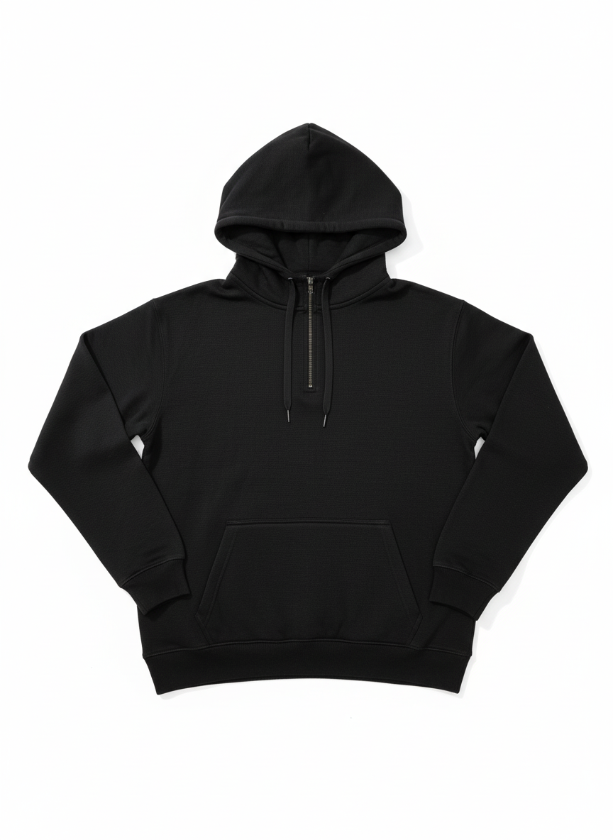 Black Fleece Half-Zip Hoodie