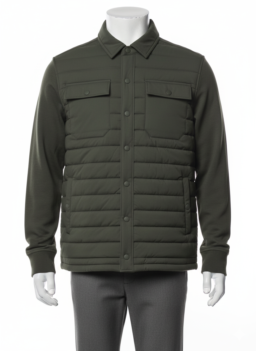 Olive Utility Puffer Over-shirt