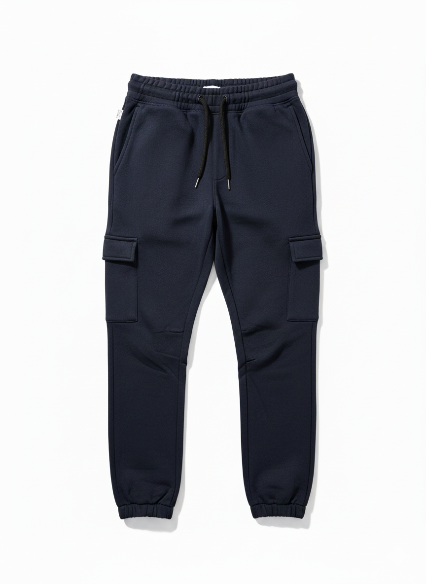 Navy Cargo Fleece Joggers